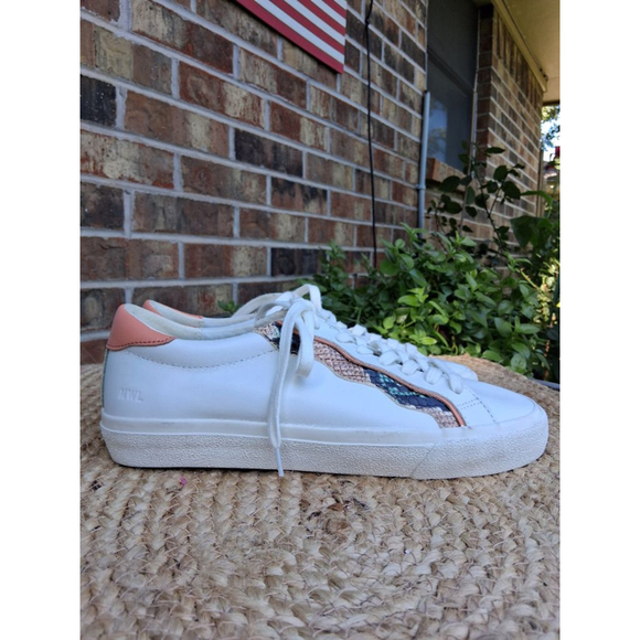 Madewell Sidewalk Low -Top Sneakers Sz 9.5 Snake Embossed Leather Wave EUC - Picture 5 of 13